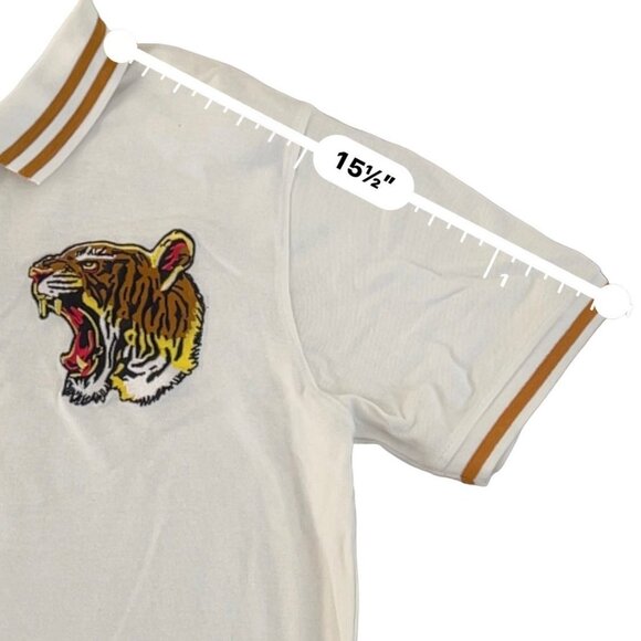 Arketype Polo Shirt Mens XL Tiger Embroidery Golden Stripe Streetwear Hype Hip - Picture 9 of 9
